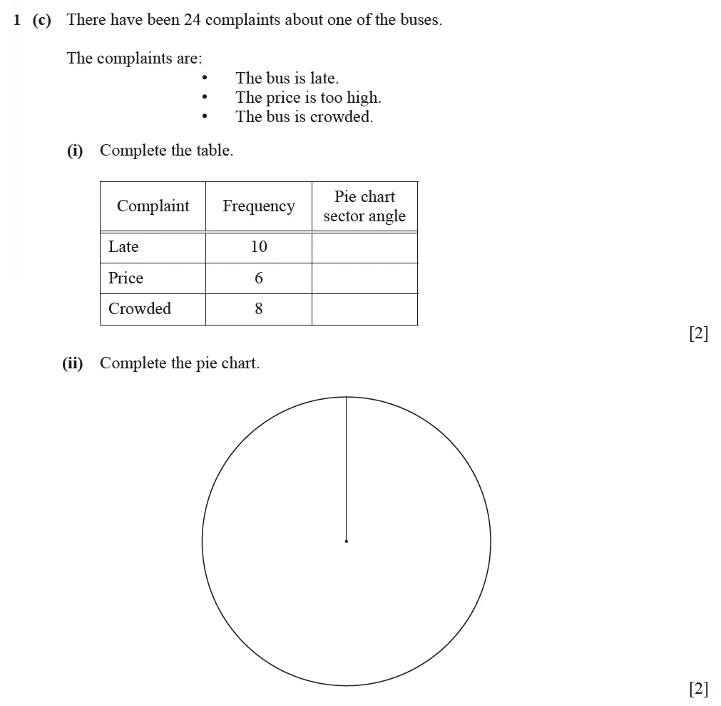 Question 01(c) - Cambridge IGCSE Maths Past Papers - Core Calculator March 2022 - Paper 3