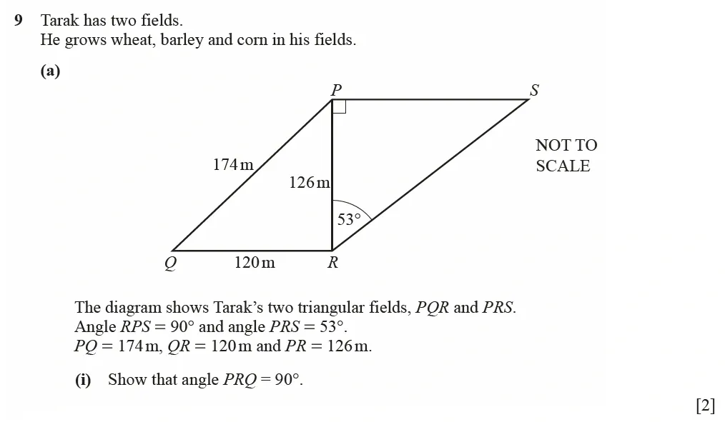 Question 09(a)(i) - Cambridge IGCSE Maths Past Papers - Core Calculator March 2022 - Paper 3