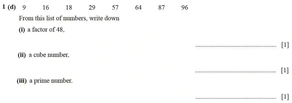 Question 01(d)(i,ii,iii) - Cambridge IGCSE Maths Past Papers - Core Calculator June 2022 - Paper 31
