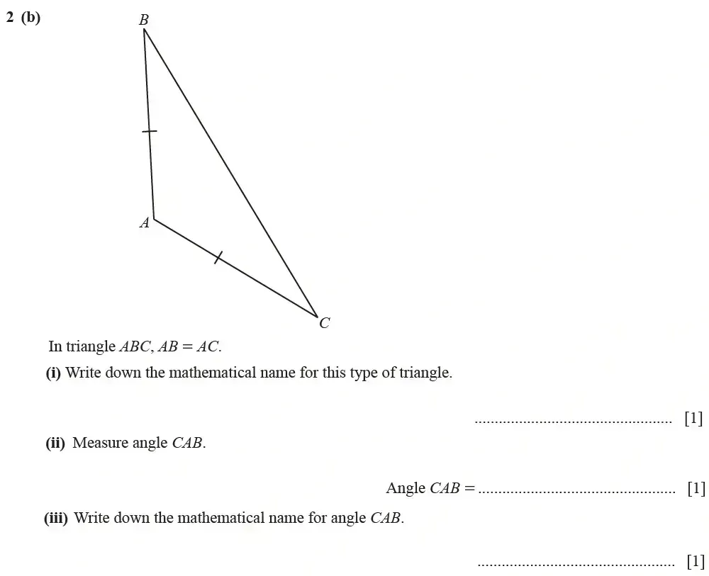 Question 02(b)(i,ii,iii) - Cambridge IGCSE Maths Past Papers - Core Calculator June 2022 - Paper 31