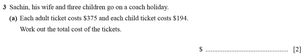 Question 03(a) - Cambridge IGCSE Maths Past Papers - Core Calculator June 2022 - Paper 31