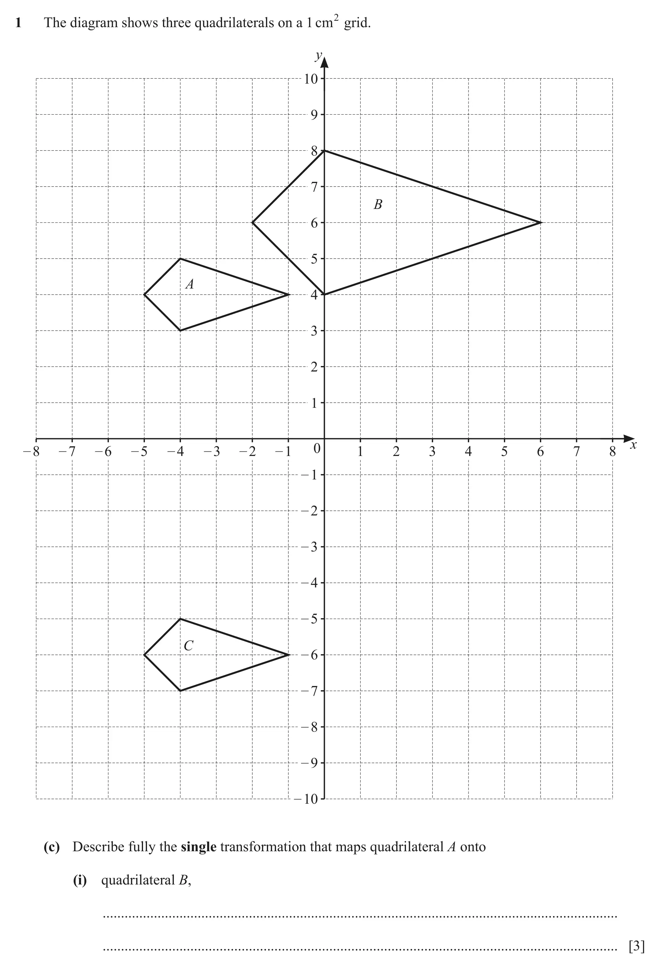Question 1(c)(i) - Cambridge IGCSE Maths Past Papers - Core Calculator June 2022 - Paper 33