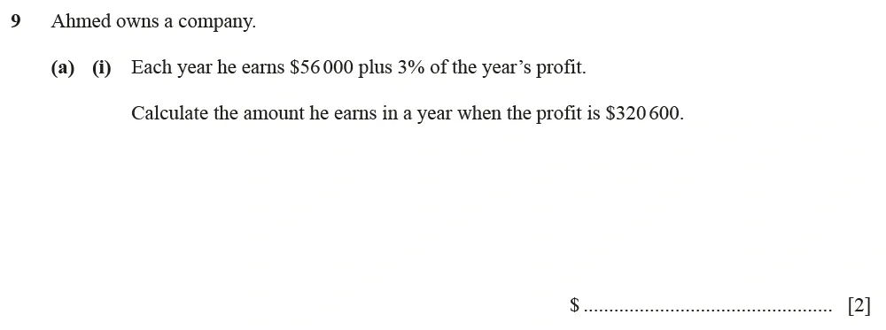 Question 09(a)(i) - Cambridge IGCSE Maths Past Papers - Core Calculator June 2022 - Paper 33
