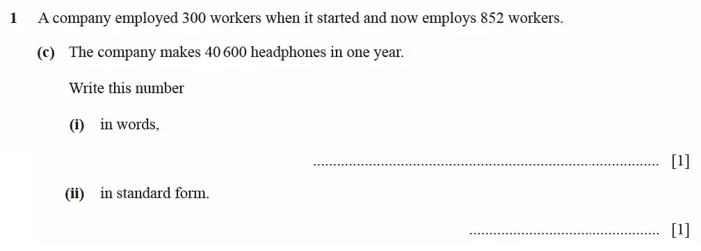 Question 01(c)(i,ii) - Cambridge IGCSE Maths Past Papers - Extended Calculator March 2022 - Paper 4