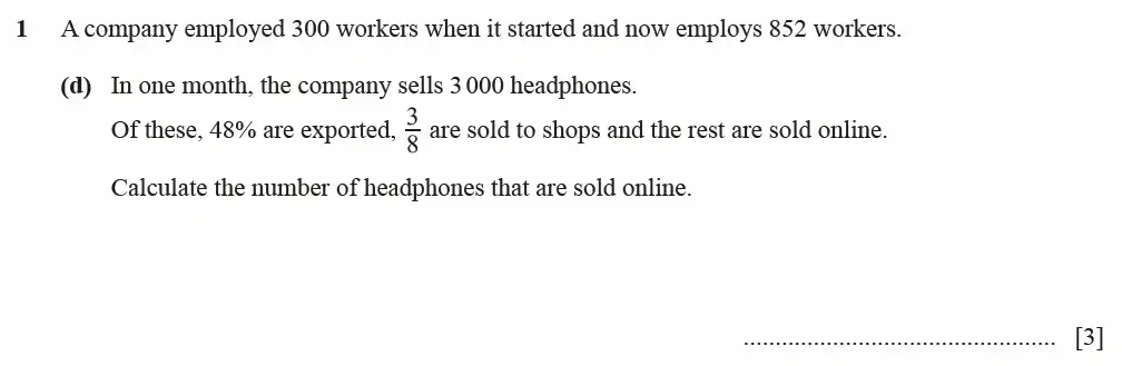 Question 01(d) - Cambridge IGCSE Maths Past Papers - Extended Calculator March 2022 - Paper 4