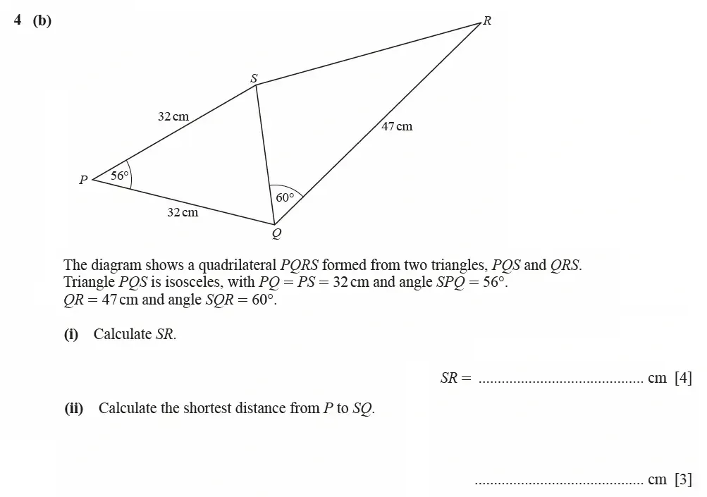 Question 04(b)(i,ii) - Cambridge IGCSE Maths Past Papers - Extended Calculator March 2022 - Paper 4