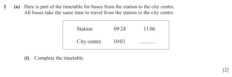 Question 2(a)(i) - Cambridge IGCSE Maths Past Papers - Core Calculator - Paper 3 - TZ3 June 2024