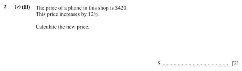 Question 2(c)(iii) - Cambridge IGCSE Maths Past Papers - Core Calculator - Paper 3 - TZ3 June 2024