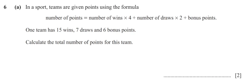 Question 6(a) - Cambridge IGCSE Maths Past Papers - Core Calculator - Paper 3 - TZ3 June 2024