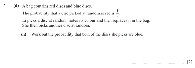Question 7(d)(ii) - Cambridge IGCSE Maths Past Papers - Core Calculator - Paper 3 - TZ3 June 2024