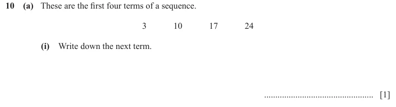 Question 10(a)(i) - Cambridge IGCSE Maths Past Papers - Core Calculator - Paper 1 - TZ3 June 2024