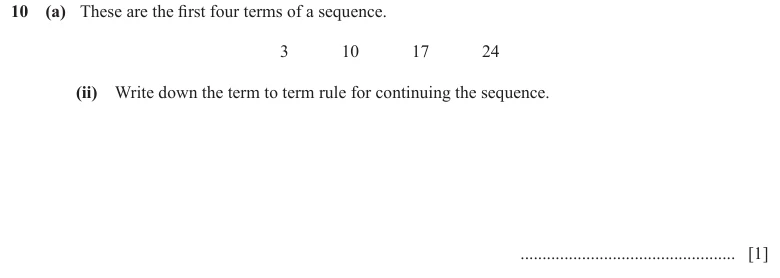 Question 10(a)(ii) - Cambridge IGCSE Maths Past Papers - Core Calculator - Paper 1 - TZ3 June 2024