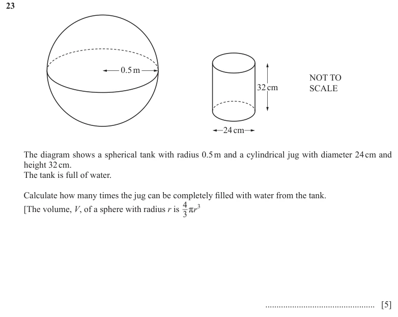 Question 23 - Cambridge IGCSE Maths Past Papers - Core Calculator - Paper 1 - TZ3 June 2024
