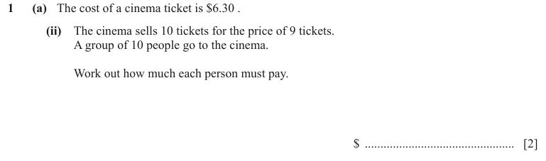 Question 1(a)(ii) - Cambridge IGCSE Maths Past Papers - Core Calculator - Paper 3 - TZ1 June 2024