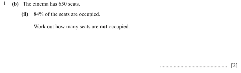Question 1(b)(ii) - Cambridge IGCSE Maths Past Papers - Core Calculator - Paper 3 - TZ1 June 2024