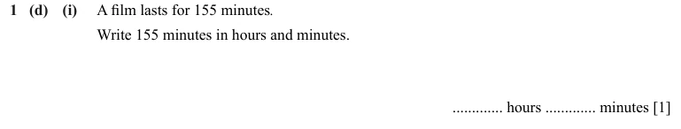 Question 1(d)(i) - Cambridge IGCSE Maths Past Papers - Core Calculator - Paper 3 - TZ1 June 2024