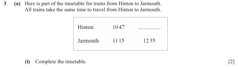 Question 3(a)(i) - Cambridge IGCSE Maths Past Papers - Core Calculator - Paper 3 - TZ1 June 2024