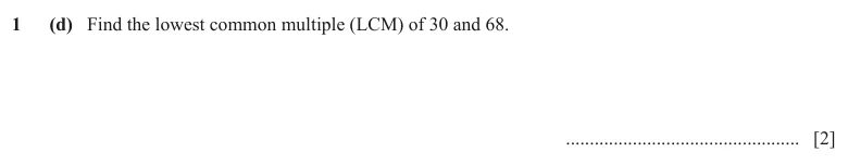 Question 1(d) - Cambridge IGCSE Maths Past Papers - Core Calculator - Paper 3 - TZ2 June 2024