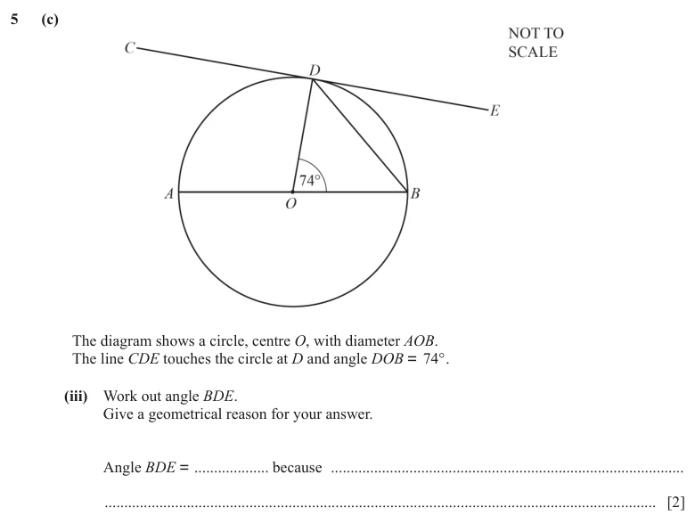 Question 5(c)(iii) - Cambridge IGCSE Maths Past Papers - Core Calculator - Paper 3 - TZ2 June 2024