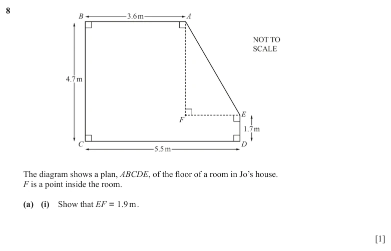Question 8(a)(i) - Cambridge IGCSE Maths Past Papers - Core Calculator - Paper 3 - TZ2 June 2024