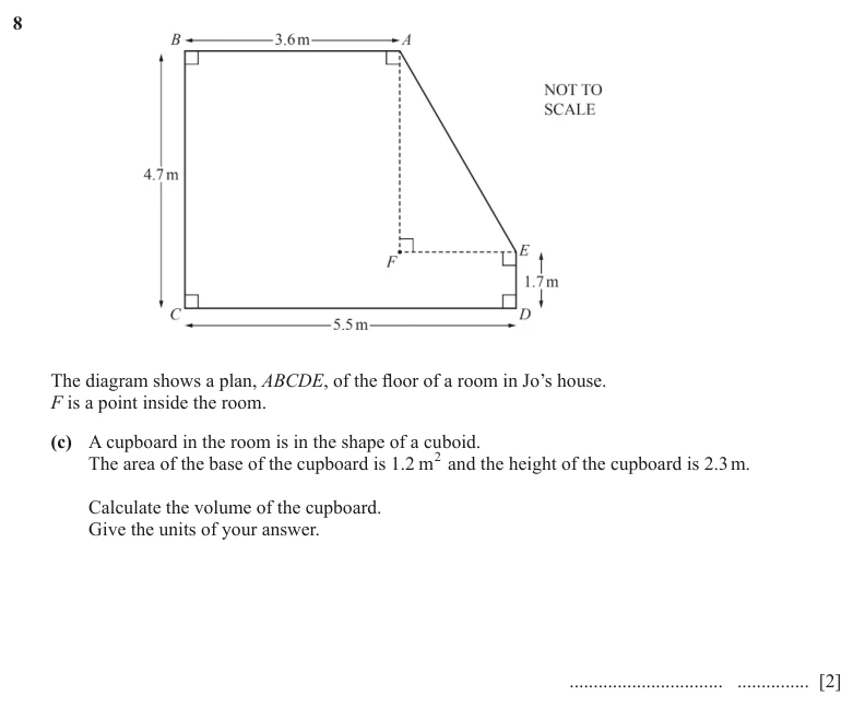 Question 8(c) - Cambridge IGCSE Maths Past Papers - Core Calculator - Paper 3 - TZ2 June 2024