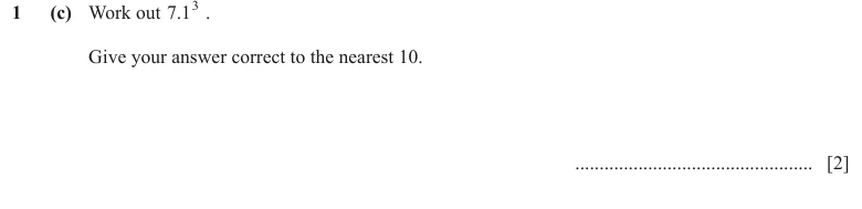 Question 1(c) - Cambridge IGCSE Maths Past Papers - Core Calculator - Paper 3 - TZ1 November 2023