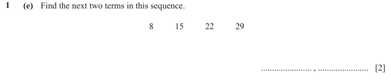 Question 1(e) - Cambridge IGCSE Maths Past Papers - Core Calculator - Paper 3 - TZ1 November 2023