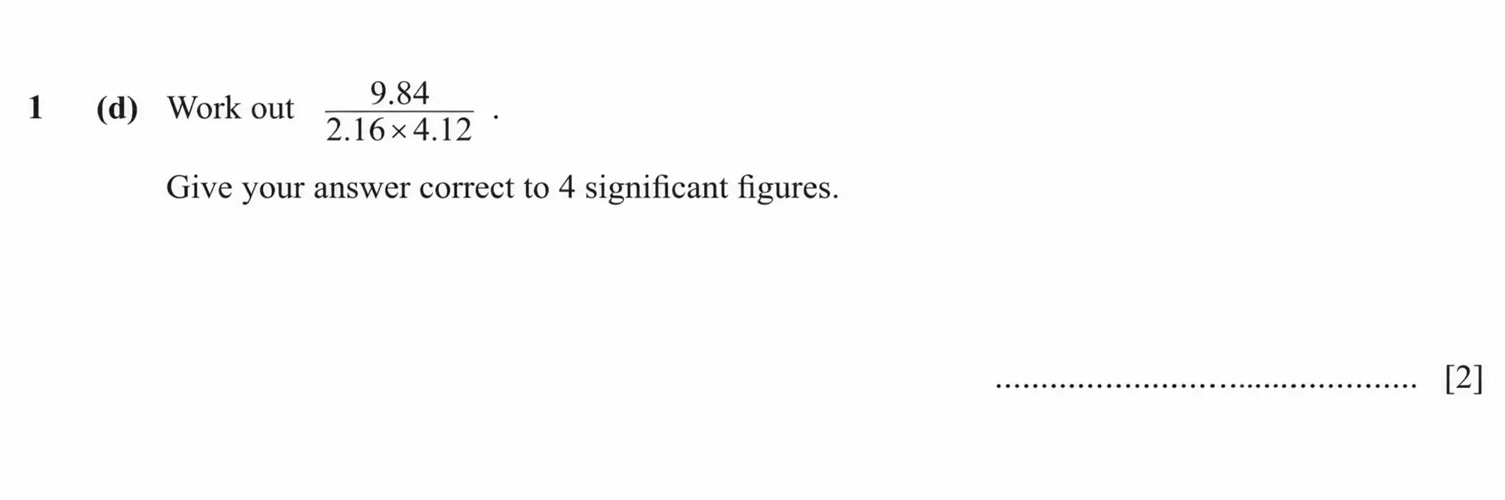 Question 1(d) - Cambridge IGCSE Maths Past Papers - Core Calculator - Paper 3 - TZ1 November 2023