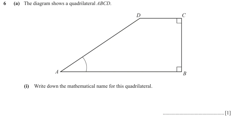 Question 6(a)(i) - Cambridge IGCSE Maths Past Papers - Core Calculator - Paper 3 - TZ2 November 2023