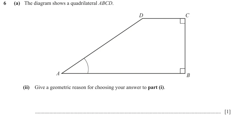 Question 6(a)(ii) - Cambridge IGCSE Maths Past Papers - Core Calculator - Paper 3 - TZ2 November 2023