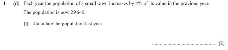 Question 1(d)(i) - Cambridge IGCSE Maths Past Papers - Core Calculator - Paper 4 - TZ1 November 2023