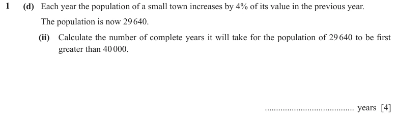 Question 1(d)(ii) - Cambridge IGCSE Maths Past Papers - Core Calculator - Paper 4 - TZ1 November 2023