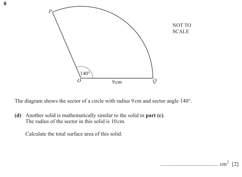 Question 8(d) - Cambridge IGCSE Maths Past Papers - Core Calculator - Paper 4 - TZ1 November 2023