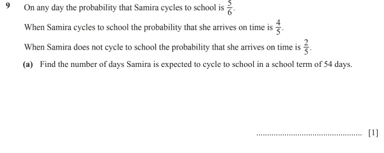 Question 9(a) - Cambridge IGCSE Maths Past Papers - Core Calculator - Paper 4 - TZ1 November 2023