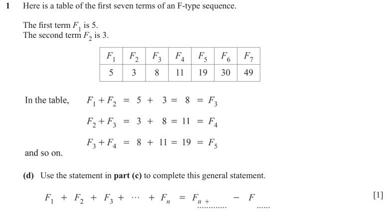 Question 1(d) - Cambridge IGCSE Maths Past Papers - Core Calculator - Paper 5 - TZ1 November 2023