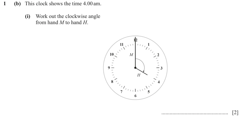 Question 1(b)(i) - Cambridge IGCSE Maths Past Papers - Core Calculator - Paper 5 - TZ2 November 2023