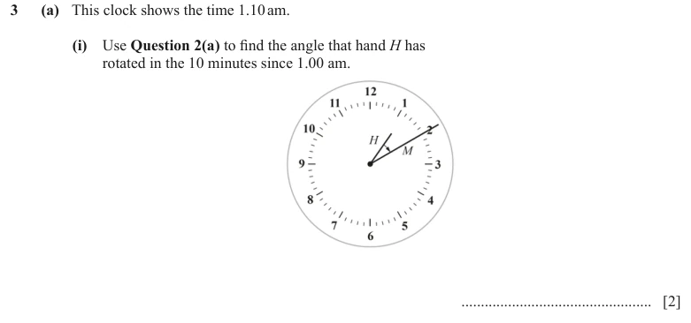 Question 3(a)(i) - Cambridge IGCSE Maths Past Papers - Core Calculator - Paper 5 - TZ2 November 2023