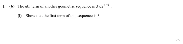 Question 1(b)(i) - Cambridge IGCSE Maths Past Papers - Extended Calculator - Paper 6 - TZ3 November 2023