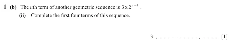 Question 1(b)(ii) - Cambridge IGCSE Maths Past Papers - Extended Calculator - Paper 6 - TZ3 November 2023