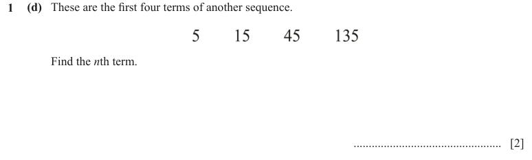 Question 1(d) - Cambridge IGCSE Maths Past Papers - Extended Calculator - Paper 6 - TZ3 November 2023