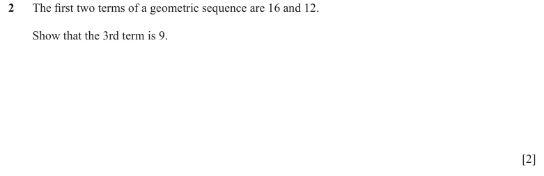 Question 2 - Cambridge IGCSE Maths Past Papers - Extended Calculator - Paper 6 - TZ3 November 2023