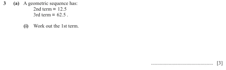 Question 3(a)(i) - Cambridge IGCSE Maths Past Papers - Extended Calculator - Paper 6 - TZ3 November 2023