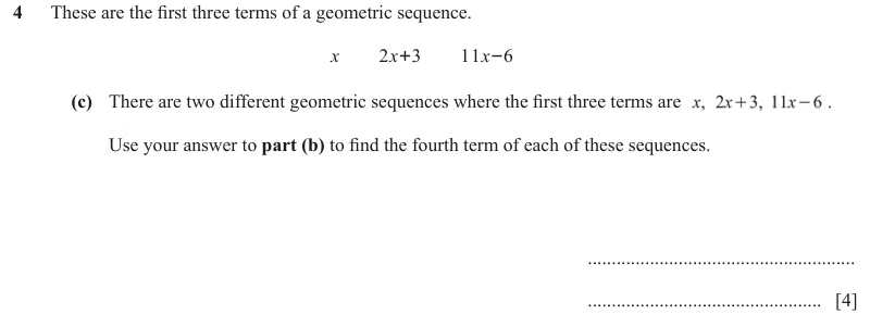 Question 4(c) - Cambridge IGCSE Maths Past Papers - Extended Calculator - Paper 6 - TZ3 November 2023