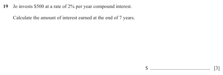 Question 19 - Cambridge IGCSE Maths Past Papers - Core Calculator - Paper 3 - TZ1 November 2025