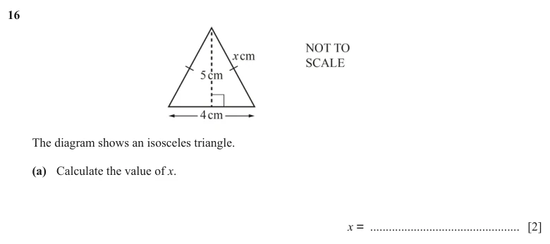 Question 16(a) - Cambridge IGCSE Maths Past Papers - Core Calculator - Paper 3 - TZ3 November 2025
