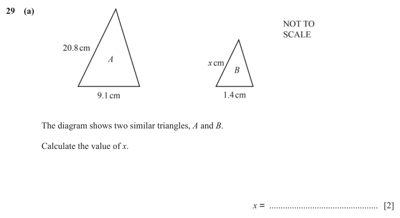 Question 29(a) - Cambridge IGCSE Maths Past Papers - Core Calculator - Paper 3 - TZ3 November 2025