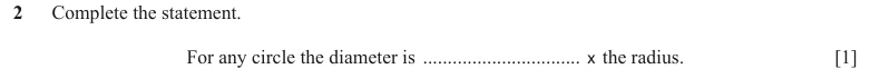 Question 2 - Cambridge IGCSE Maths Past Papers - Core Non Calculator - Paper 1 - TZ1 November 2023