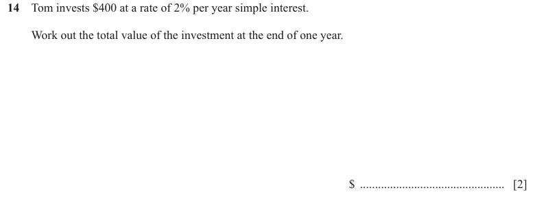 Question 14 - Cambridge IGCSE Maths Past Papers - Core Non Calculator - Paper 1 - TZ2 November 2023