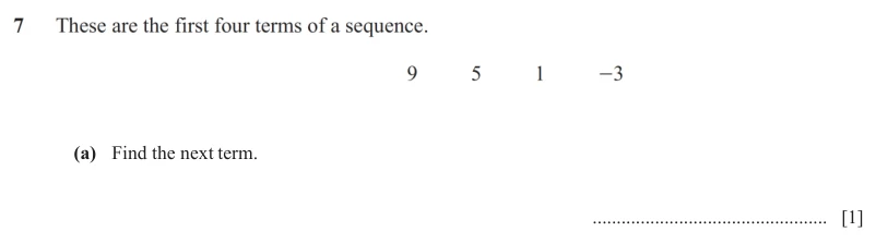 Question 7(a) - Cambridge IGCSE Maths Past Papers - Core Non Calculator - Paper 1 - TZ1 November 2025