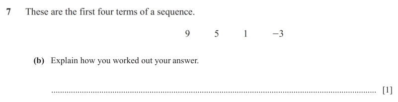 Question 7(b) - Cambridge IGCSE Maths Past Papers - Core Non Calculator - Paper 1 - TZ1 November 2025